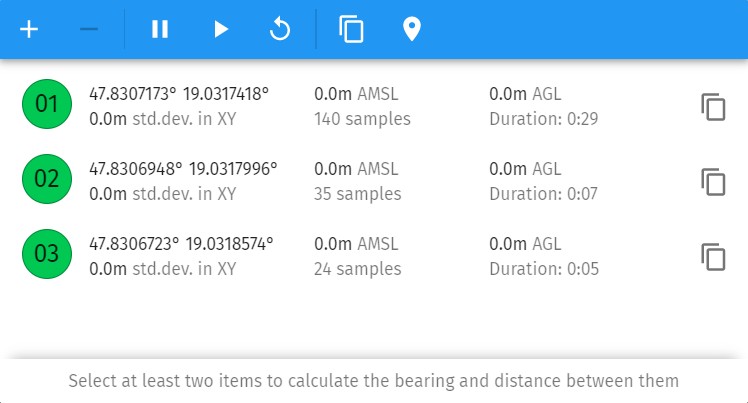Coordinate averaging dialog