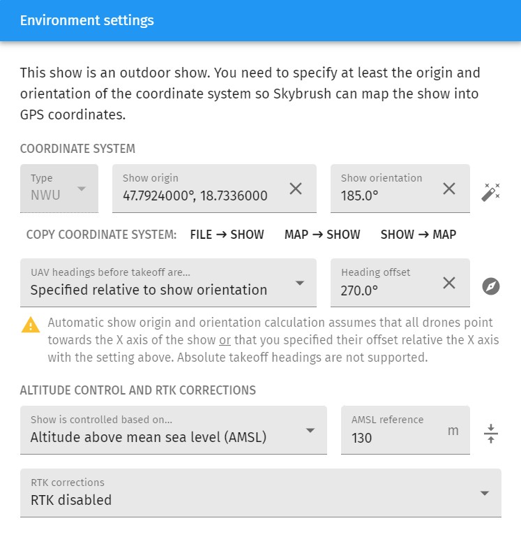 Environment settings