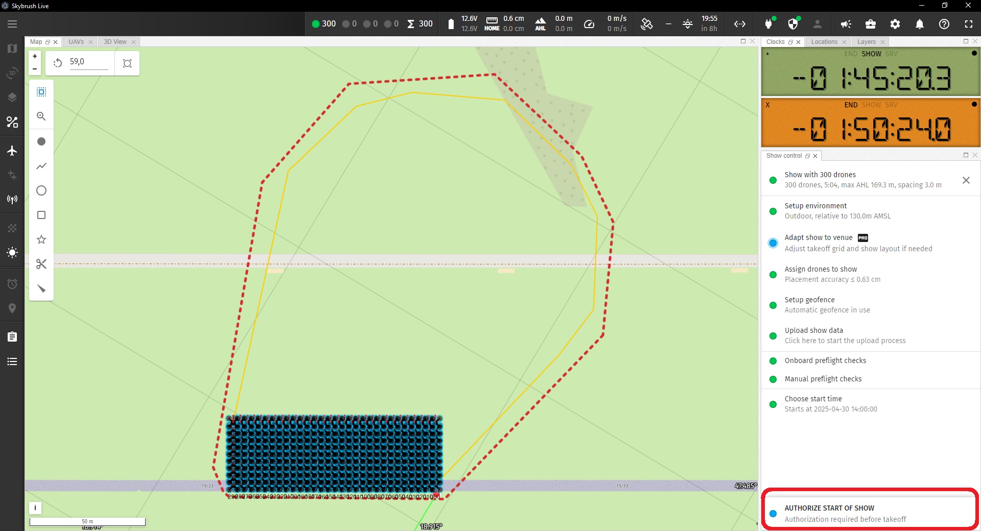 Authorize start of show