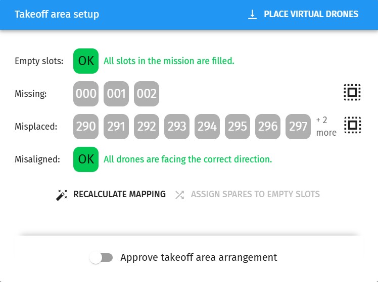 Partial takeoff area setup screen