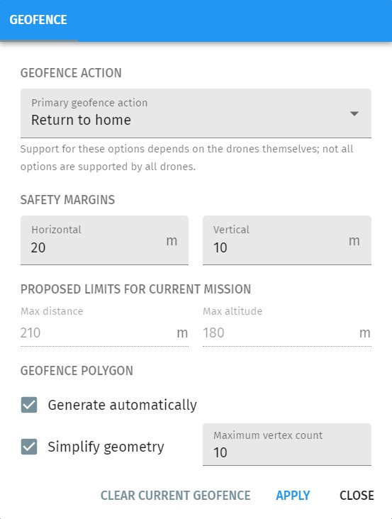 Geofence dialog