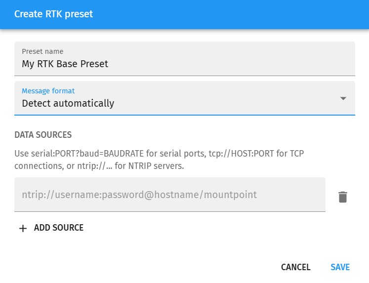 Create RTK preset
