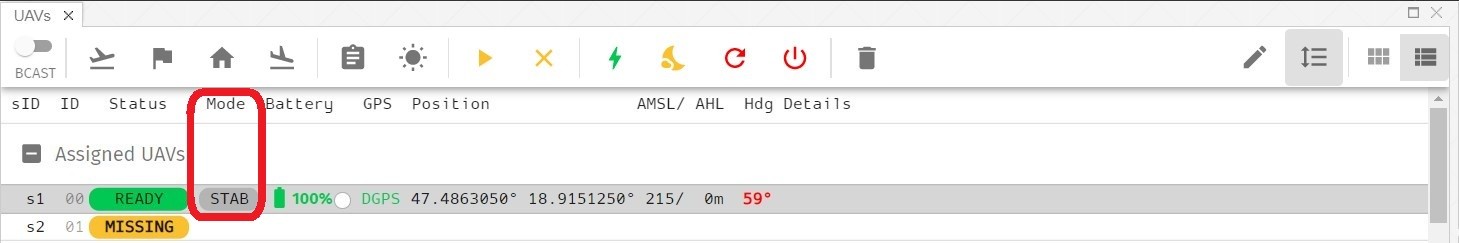 Flight mode column