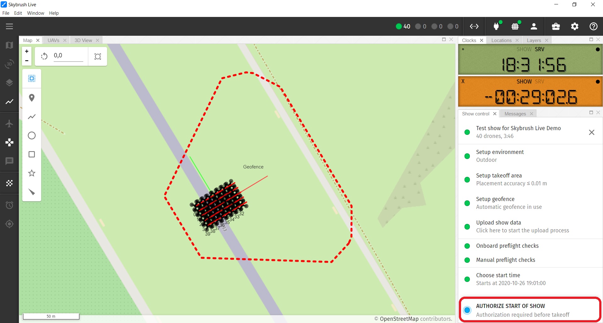 Authorize start of show