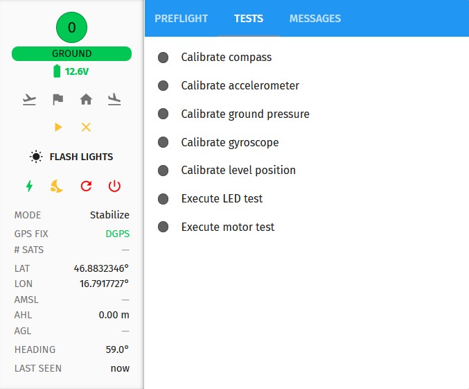 Properties dialog tests tab