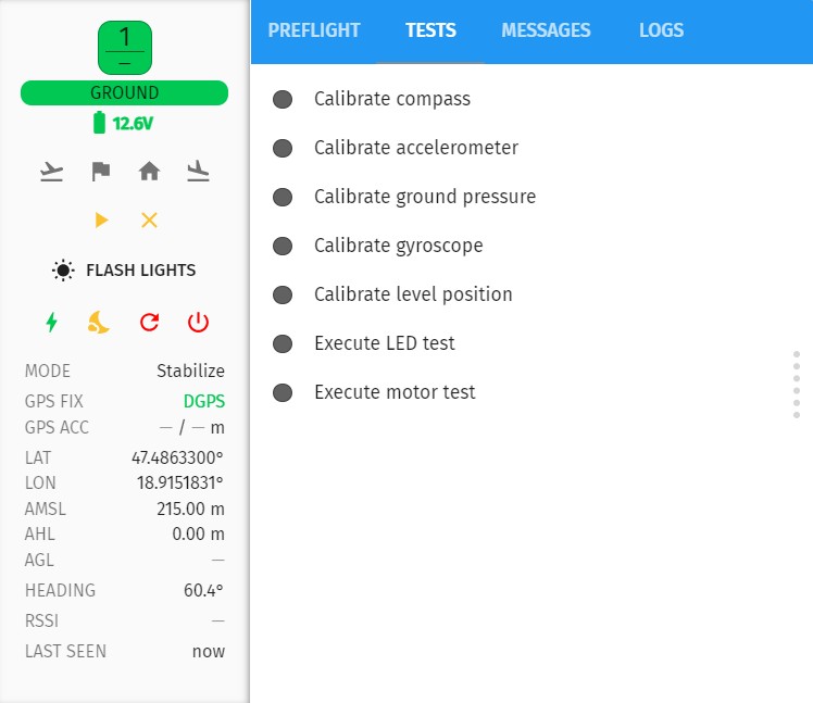 Properties dialog tests tab
