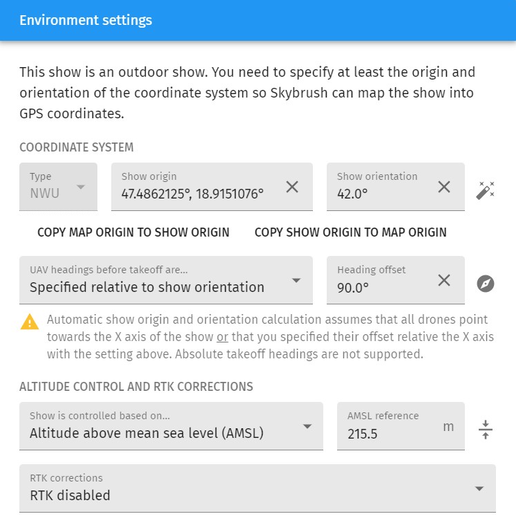 Environment settings
