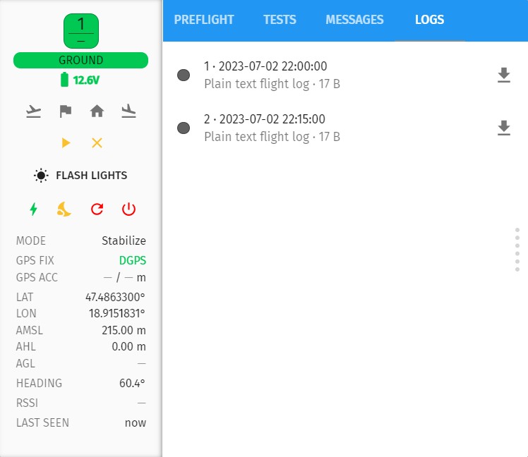 Properties dialog logs tab