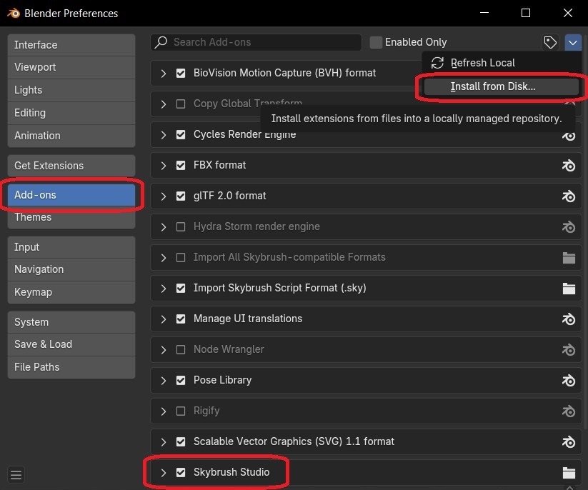 Install Blender Add-ons